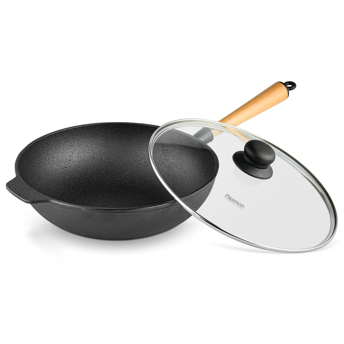 FISSMAN 4140 Wok 29 x 8.5 cm / 4 LTR with wooden handle - Cast iron