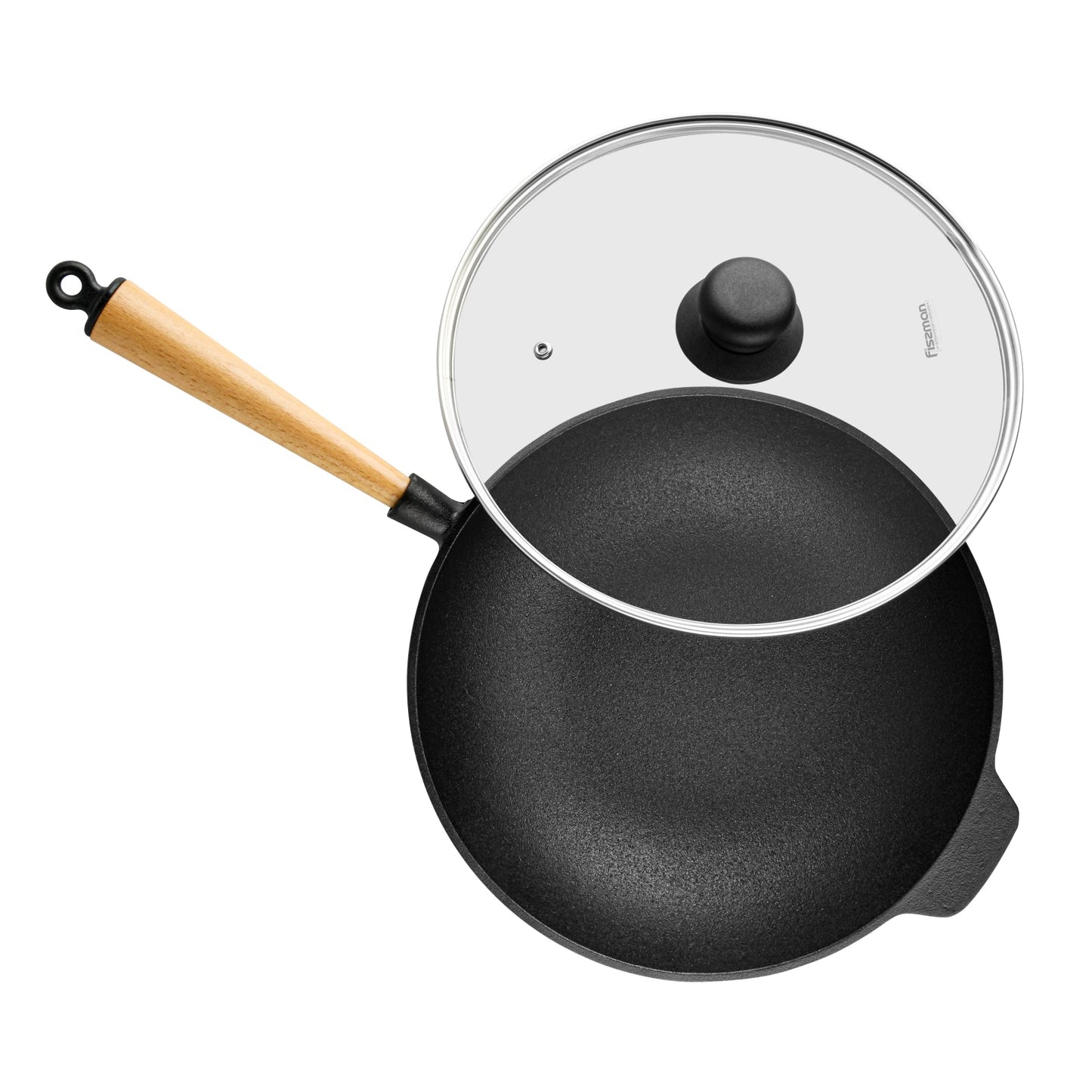 FISSMAN 4140 Wok 29 x 8.5 cm / 4 LTR with wooden handle - Cast iron