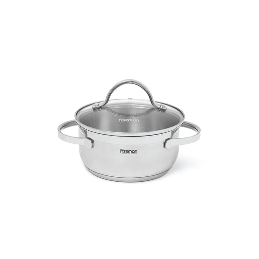 FISSMAN Stockpot LUMINOSA 16x7.5 cm / 1.5 LTR with glass lid (stainless steel)