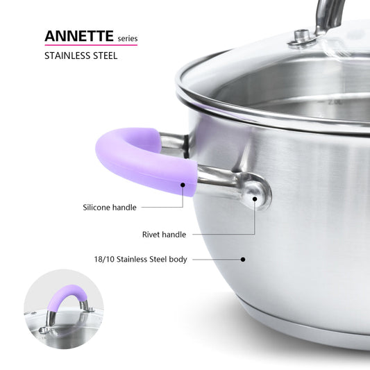 Stockpot ANNETTE 18×9 cm / 2 LTR with glass lid