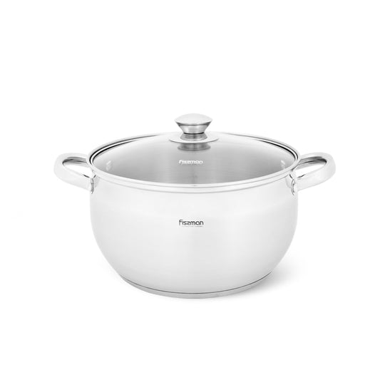 FISSMAN Stockpot PRIME 24x13.5 cm / 6.1 LTR with glass lid (stainless steel)