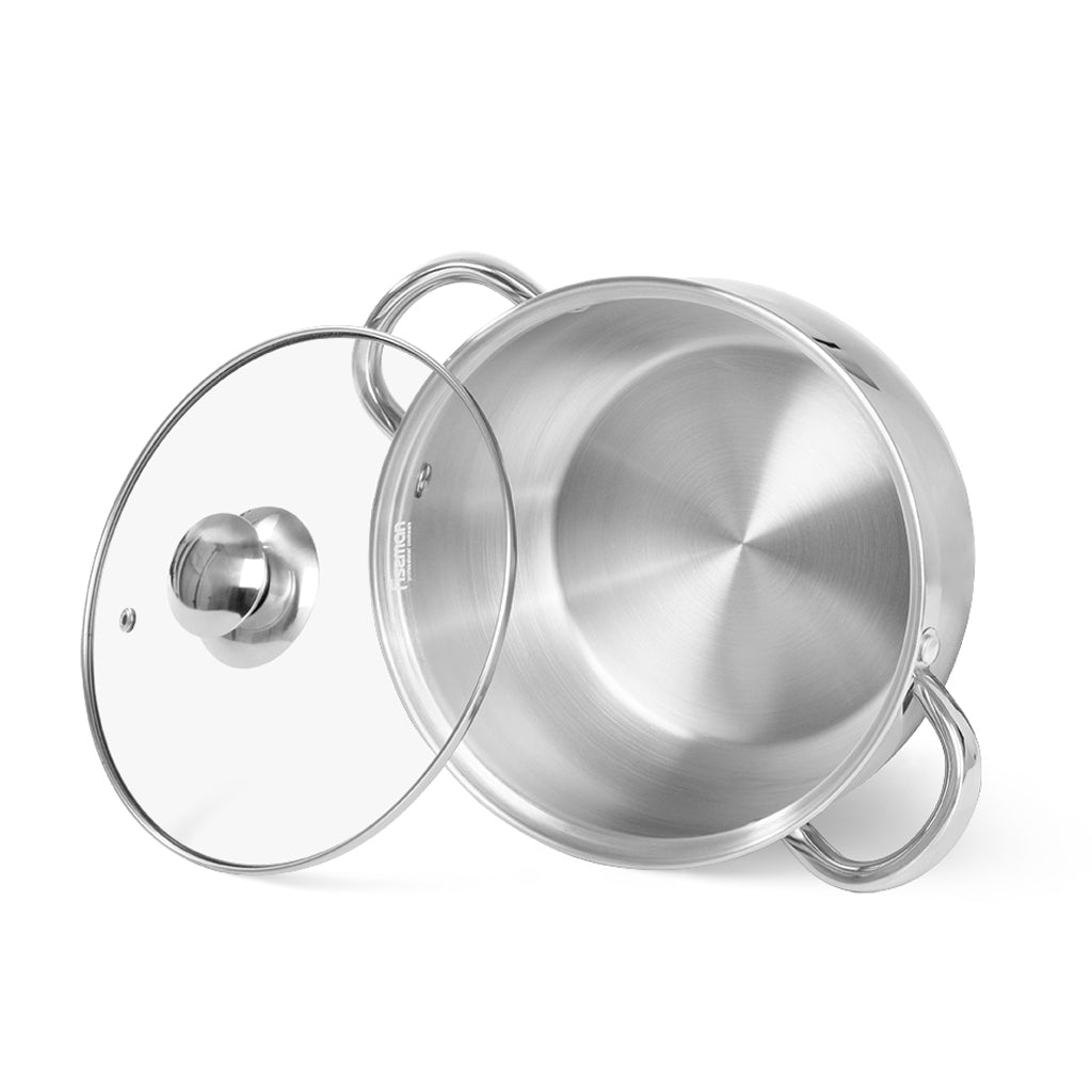 FISSMAN Stockpot PRIME 24x13.5 cm / 6.1 LTR with glass lid (stainless steel)