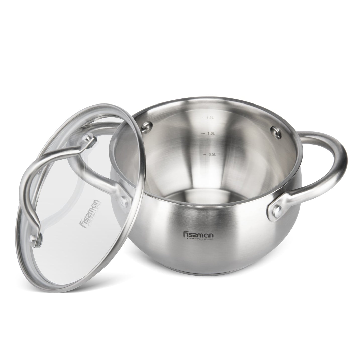 Cookware set - 6 pieces with glass lids (stainless steel)