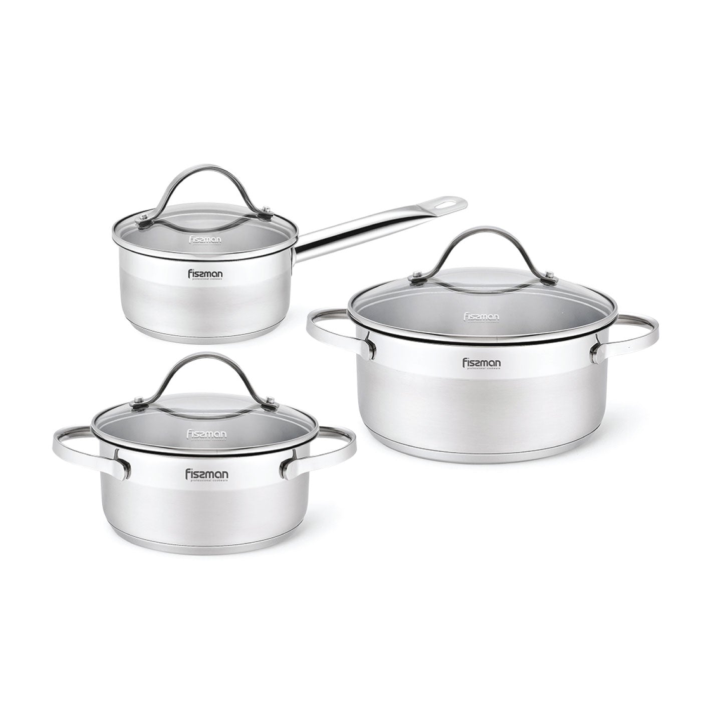 FISSMAN 6PCS Cookware set TORCY with glass lids (stainless steel)