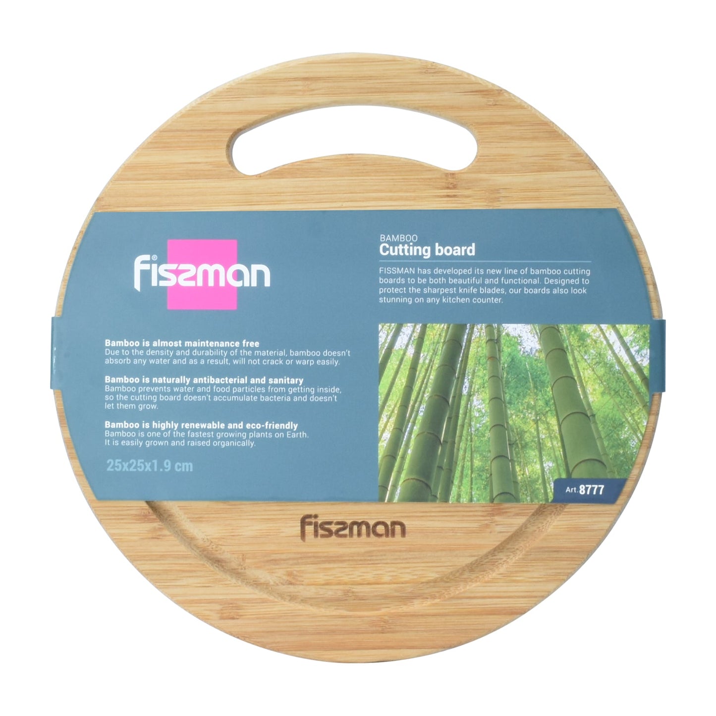 FISSMAN Bamboo Serving board - Round 25 x 25 x 1.9 cm