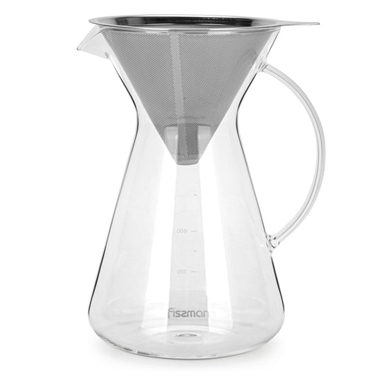 Coffee pot POUR OVER 900 ml with stainless steel filter (borosilicate glass)