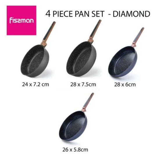 FISSMAN Diamond Ceramic Frying Pan 4 piece Set